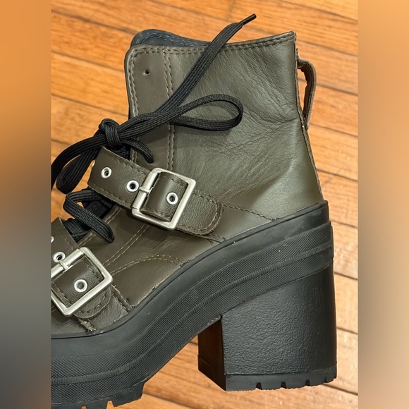 Converse Chuck 70 De Luxe Heel Leather & Buckles High Top Platform Boots Sz 8 - Picture 5 of 14